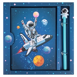 Блокнот 20,5*21 см  "Космос" с ручкой гелевой