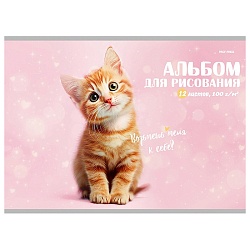 альбом для рисования 12л. обл. мелов. "милые котики-4" на скрепке