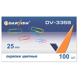 скрепки 25мм "darvish" цветные 100шт/уп