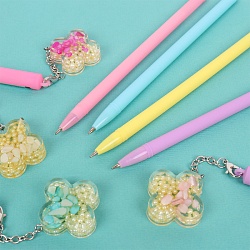 ручка шар. синяя  с брелоком