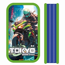 пенал 2отдел. тканевый торец 190*105мм неоновый байкер