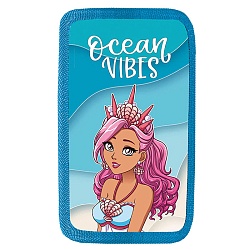пенал 3отдел. тканевый торец 190*105мм русалка