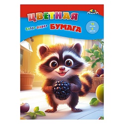 бумага цветная а4 16л. 8цв. "енотик"