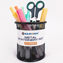 стакан металлический для канцелярских принадлежностей круглый черный