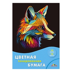 бумага цветная тонированная а4 12л. 12цв. "цветная лиса"