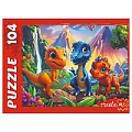 Пазлы  104 элемента Динозавры у вулкана