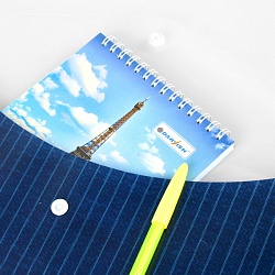 папка-конверт на кнопке а4  denim с дополнительным карманом