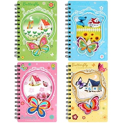 Блокнот 18,5*12см 60л на спирали с рисунком 3D "бабочка"
