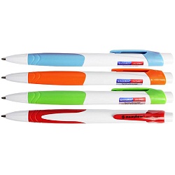 ручка автоматическая шариковая синяя  корпус белый с цветными вставками