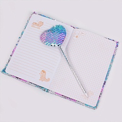 Блокнот A5  80л пайетки с ручкой в наборе