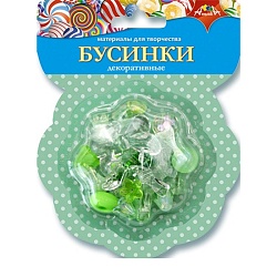 бусинки декоративные "зелёный" в пэт-упаковке