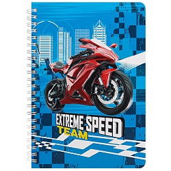 Блокнот 15,5*20,5см 60л на спирали в клетку "Красный мотоцикл"