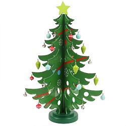 ёлочка 3d новогодняя деревянная зелёная