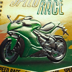 Блокнот 15,5*20,5см 60л на спирали в клетку "Зелёный мотоцикл"