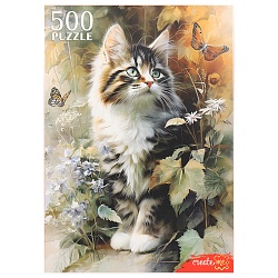 пазлы  500 элементов котёнок в саду