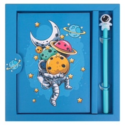 Блокнот 20,5*21 см  "Космос" с ручкой гелевой