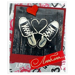 мини-открытка ручной работы "люблю"