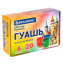 гуашь  6цв. "brauberg" по 20мл