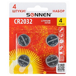 батарейки sonnen cr2032 комплект  4шт  в блистере 