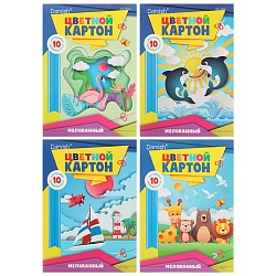 картон цветной  а4 10л. 10цв. "darvish" ассорти плотность 200г/м2  рб