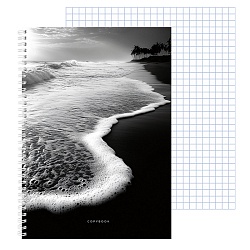 тетрадь  а4  96л кл. на гребне "морская пена-4" обложка софт-тач