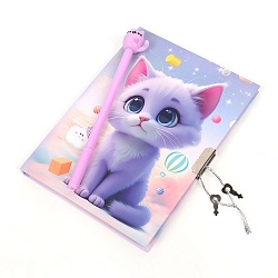 Блокнот 13,5*18 см 50л с замком "Милый котенок" с ручкой