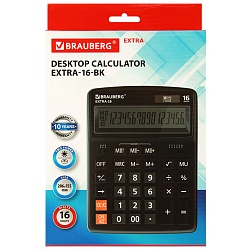 калькулятор  настольный 16 pазр. "brauberg extra-16-bk" двойное питание