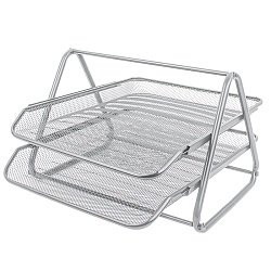 лоток горизонтальный металлический 2 секции серый (уценка)