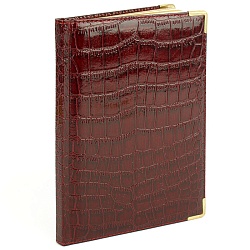 книга для записей  а5 80л grand croco (бордо) обложка искусств. кожа , золотой срез мет.уг