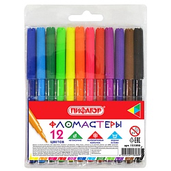 фломастеры 12цв "пифагор" вентилируемый колпачок