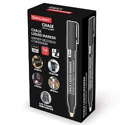 маркер меловой стираемый brauberg  чёрный, 3 мм