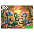 Пазлы  100 элементов Три динозаврика в лесу