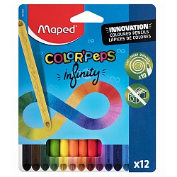 карандаши 12цв maped монолитные трехгранные