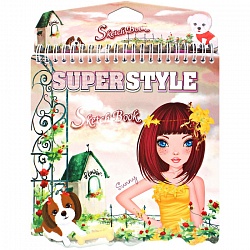 блокнот для творчества с трафаретами и наклейками "superstyle"