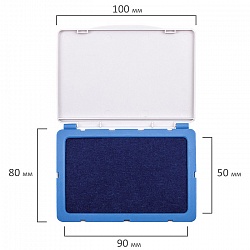 подушка  штемпельная brauberg 100*80мм, синяя пластиковая