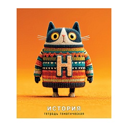 тетрадь предметная  48л кл история "котики в свитерах" обложка вд-лак