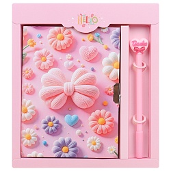 Блокнот 13,5*18 см 50л с замком "Цветы" с ручкой