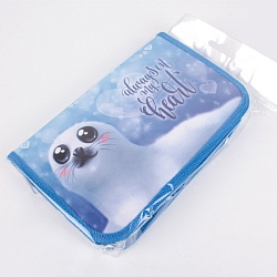 пенал 1отдел. 190*115мм  милая нерпа с откидной планкой