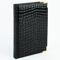 ежедневник недатированный  а5 152л iguana (черный) обложка искусств. кожа , золотой срез мет.уг