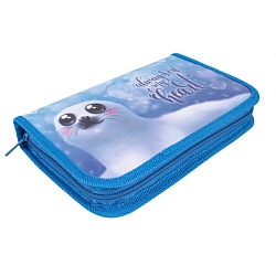 пенал 1отдел. 190*115мм  милая нерпа с откидной планкой