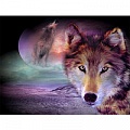 Алмазная  живопись "Darvish" 30*40см Волк и луна