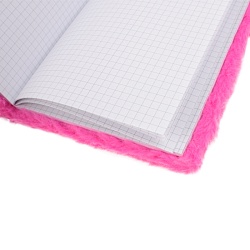 Блокнот A5  80л меховой "Единорог" в клетку