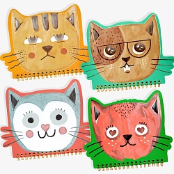 Блокнот 15*18см 50л  на спирали "Котик"