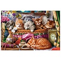 Пазлы 1500 элементов Ночные котята в корзине