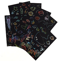 гравюра-раскраска морские обитатели