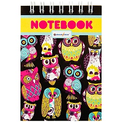 Блокнот  7*10см  60л  "Совушки" на гребне