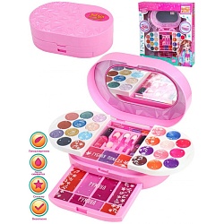 набор детской косметики "шкатулка модницы" (тени,румяна,блеск, помада, лак,аппликатор)