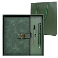 Набор подарочный(ежедневник недатир. с магнитной застежкой + ручка+стержень)  цвет зелёный