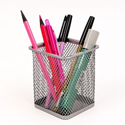 стакан металлический для канцелярских принадлежностей серый