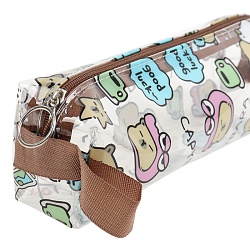 пенал пластиковый  прозрачный с рисунком на молнии 